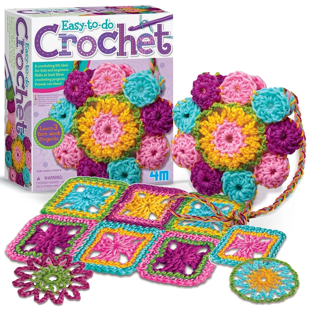 Alt view image 2 of 7 - Easy-to-Do Crochet Kit - DIY Knitting Set for Beginners & Kids Ages 8+ | All-in-1 yarn craft kit includes hooks and materials to create a mini bag, coasters, and placemat with ease