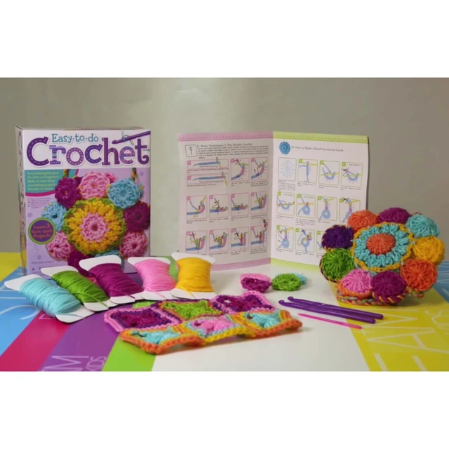 Alt view image 7 of 7 - Easy-to-Do Crochet Kit - DIY Knitting Set for Beginners & Kids Ages 8+ | All-in-1 yarn craft kit includes hooks and materials to create a mini bag, coasters, and placemat with ease