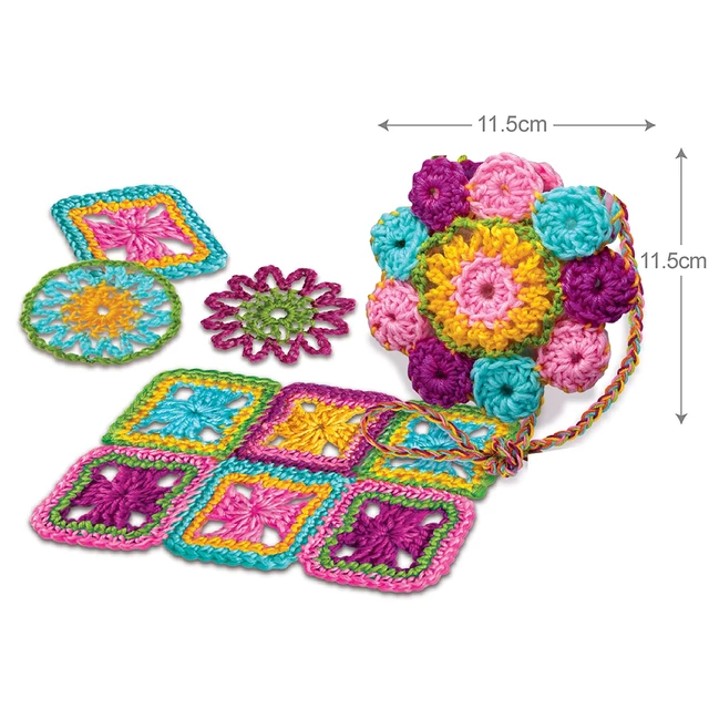 Alt view image 6 of 7 - Easy-to-Do Crochet Kit - DIY Knitting Set for Beginners & Kids Ages 8+ | All-in-1 yarn craft kit includes hooks and materials to create a mini bag, coasters, and placemat with ease