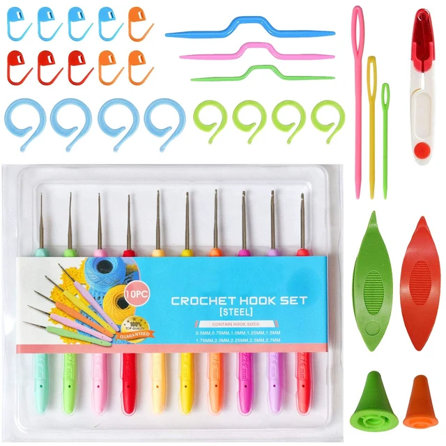 Alt view image 2 of 6 - 16 Colors Crochet Thread Craft Yarn Knitting kit and Crochet kit | Includes Crochet Hooks, Weaving Needles, Locking Stitch Markers All Tool Need Perfect Beginner Kit