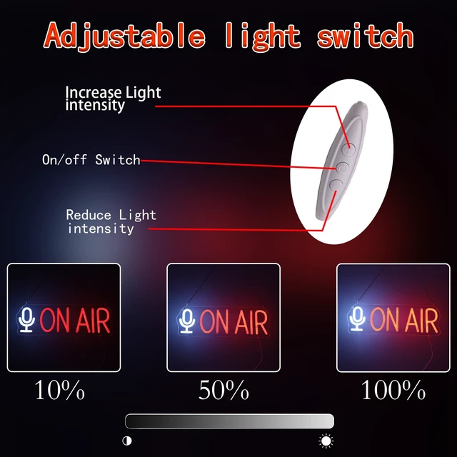 Alt view image 4 of 7 - On Air Neon Sign LED Light for Live Streaming, Recording Studio, Bedroom, and Game Room Wall Décor, Vibrant LED Neon for Content Creators, Gamers, and Broadcasters
