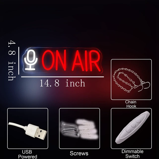 Alt view image 5 of 7 - On Air Neon Sign LED Light for Live Streaming, Recording Studio, Bedroom, and Game Room Wall Décor, Vibrant LED Neon for Content Creators, Gamers, and Broadcasters