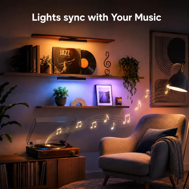 Alt view image 5 of 7 - Smart Wi-Fi Light Bar, Compatible with Alexa&Google Assistant, Gaming Desk Lights with Music Sync&Scene Modes, RGB TV Light Bar, Mood Lighting for Game, PC, Monitor (2.4GHz WiFi only)