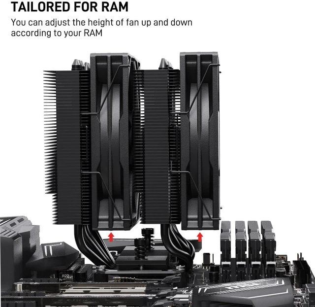 Alt view image 5 of 7 - DT6 Dual Towers CPU Air Cooler, 6 Copper Heat Pipes | 2 x 120mm PWM Fan for Low Noise Operation - Brackets for Intel LGA 1851/1700/1200/115X & AMD AM5/AMD4