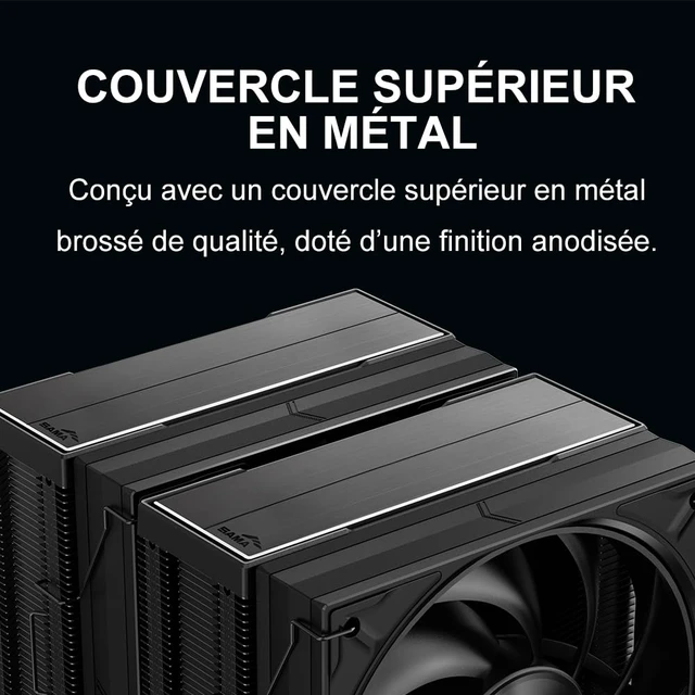 Alt view image 2 of 7 - A60B Dual Tower CPU Air Cooler, 265W TDP, 6 Heat Pipes PC Cooler Black | Dual 120mm PWM Fans, 2200RPM Speed, Low Noise, Metal Top Cover, Quiet CPU Cooling for AMD AM4/AM5, Intel LGA1851/1700