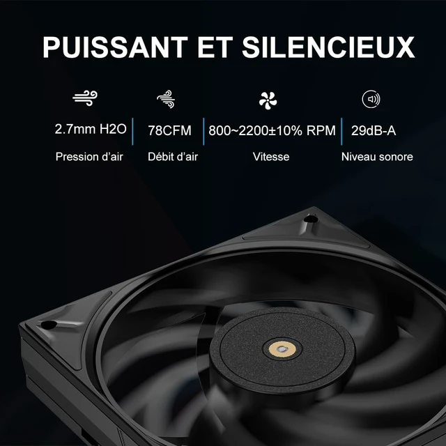 Alt view image 7 of 7 - A60B Dual Tower CPU Air Cooler, 265W TDP, 6 Heat Pipes PC Cooler Black | Dual 120mm PWM Fans, 2200RPM Speed, Low Noise, Metal Top Cover, Quiet CPU Cooling for AMD AM4/AM5, Intel LGA1851/1700
