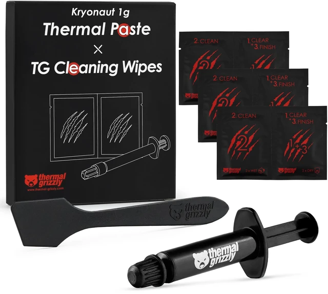 Main image of Kryonaut - 1 Gram - Extremely High Performance Thermal Paste + 12 Cleaning Wipes 6 Wet & 6 Dry - for Demanding Applications and Overclocking CPU/GPU/PS4/PS5/Xbox