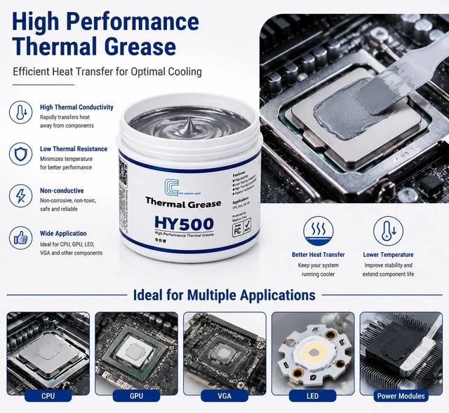 Alt view image 4 of 6 - HY500-100g CPU Thermal Heatsink Grease Paste Compound Thermal Conductivity: >1.93W/m-k Carbon Based High Performance for CPU PC GPU -100 Grams