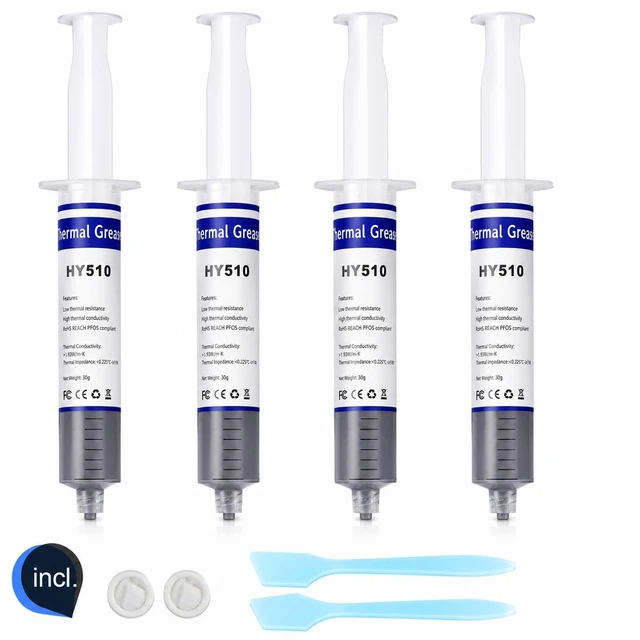 Alt view image 2 of 7 - HY-510-100g (25g*4) Thermal Conductivity: >1.93W/m-k CPU Thermal heatsink Paste Silicone Grease Compound Non-Conductive for pc CPU gpu PS4 ...100 Gram