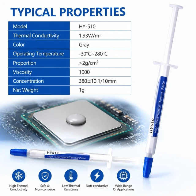 Alt view image 2 of 6 - HY510-50PCS(1PCS-1g) CPU Thermal heatsink Paste Silicone Grease Compound Carbon Based High Performance Non-Conductive for pc CPU gpu PS4 50 Gram