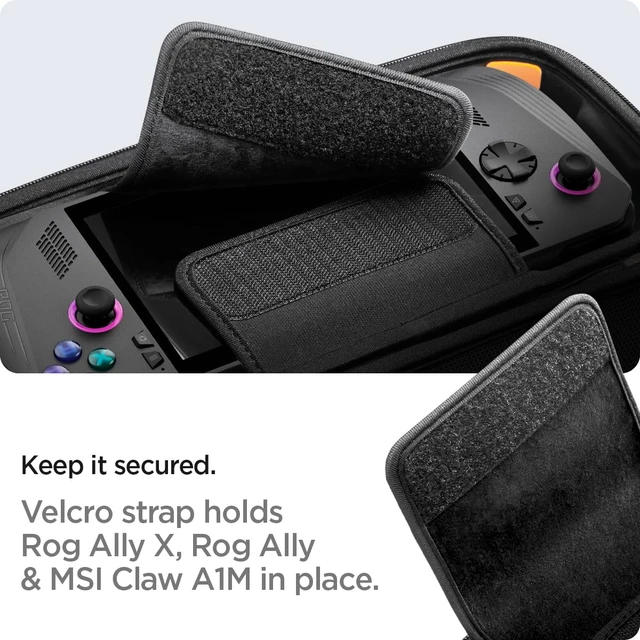 Alt view image 5 of 7 - Rugged Armor Pro Hard Shell Carrying Case ROG Xbox Ally X, Nintendo Switch 2, MSI Claw 7 AI+, ASUS ROG Ally, Accessory Pockets, Charger Storage - Black