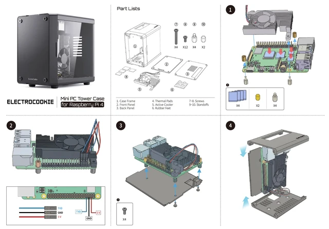 Alt view image 6 of 7 - Mini Tower Case for Raspberry Pi 4 with PWM Fan and Side GPIO Access Door