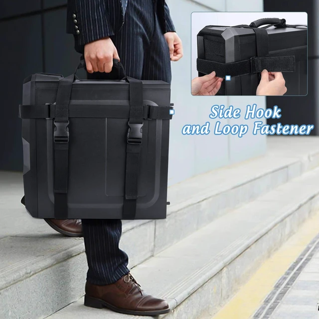 Alt view image 5 of 7 - PC Tower Strap with Rubber Handle Desktop Carrying Case Belt | Computer Travel Holder with Pockets for Cable, Mouse, Ideal for Transporting On The Go - Patented Design