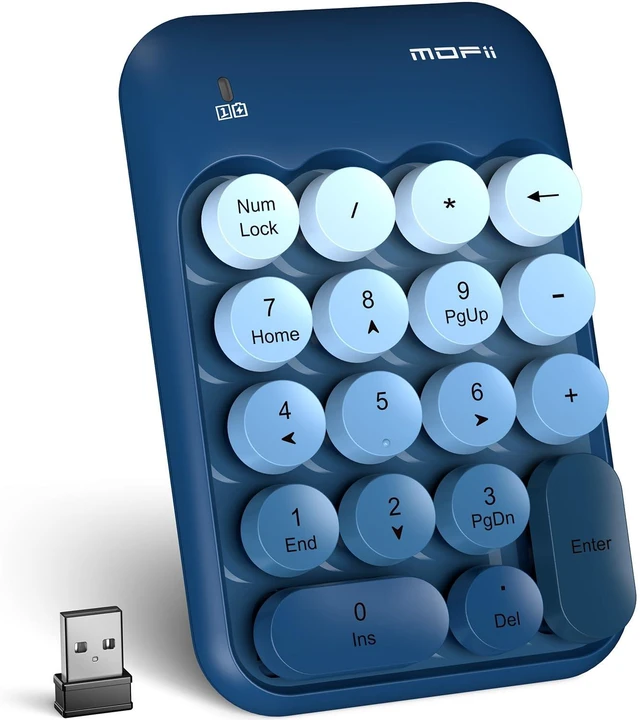 Main image of Wireless Number Pads, Colorful 2.4G Wireless 18 Keys Numeric Keypad Portable 10 Key Numpad for Financial Accounting, Laptop, PC, Computer, Notebook- Blue