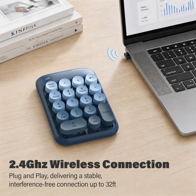Alt view image 2 of 7 - Wireless Number Pads, Colorful 2.4G Wireless 18 Keys Numeric Keypad Portable 10 Key Numpad for Financial Accounting, Laptop, PC, Computer, Notebook- Blue