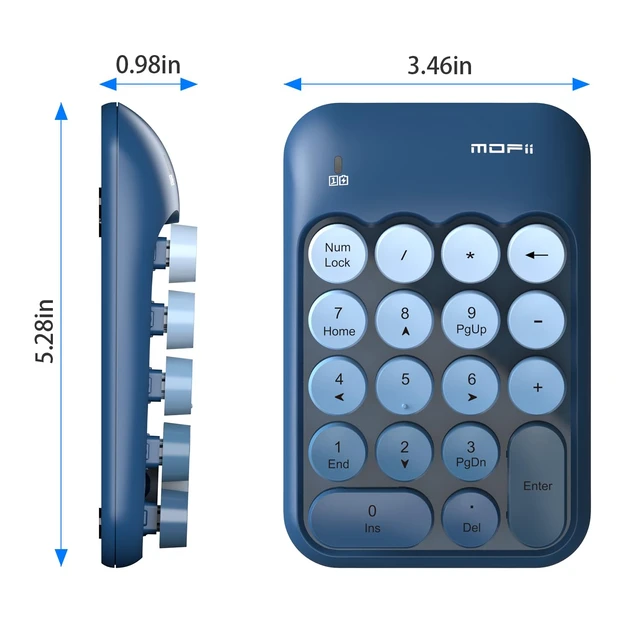 Alt view image 7 of 7 - Wireless Number Pads, Colorful 2.4G Wireless 18 Keys Numeric Keypad Portable 10 Key Numpad for Financial Accounting, Laptop, PC, Computer, Notebook- Blue