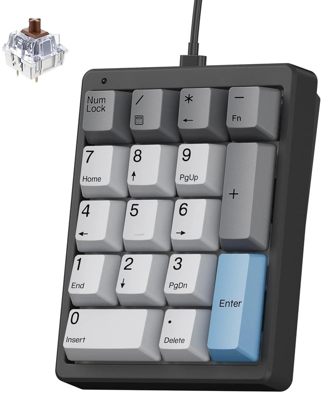 Main image of KN17 Mechanical Numpad for Excel Financial Data Entry | Wired 17 Keys Hot Swappable, PBT Keycaps with White Backlit, Shortcut Input Device for Laptops PC Compact Keyboards