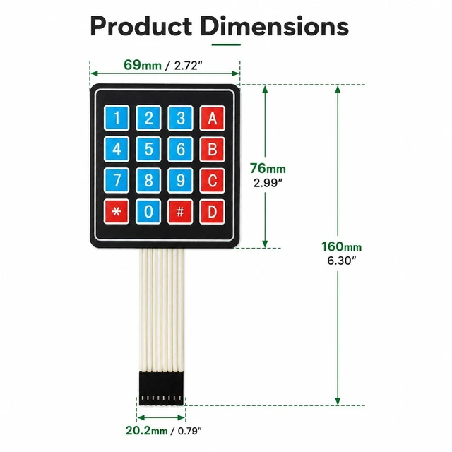 Alt view image 6 of 6 - 5-Set I2C 4x4 Matrix Membrane Keypad for C++ ESP32 Pico | 5 soft keypads + 5 I2C adapters; 16 keys each, 2-pin (SDA/SCL) saves GPIO; 3.3V/5V; adhesive backing; storage case; Pi, STM32