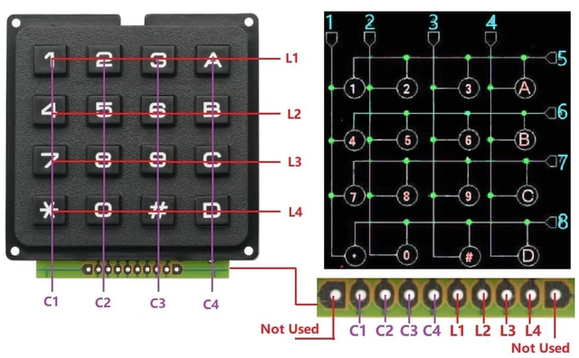 Alt view image 2 of 5 - 2PCS 4 x 4 Matrix Array 16 Keys 4 * 4 Switch Keypad Matrix Keyboard Module for Arduino keypad