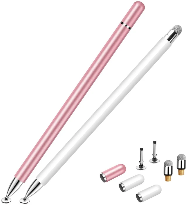 Main image of Stylus Pen for ipad iPhone Android, 2 Pcs Stylus Pens for Touch Screens | Universal,Disc & Fiber Tip,For Apple Pro/Mini/Air/Microsoft All Capacitive Touchscreen,High Sensitivity, Magnetic