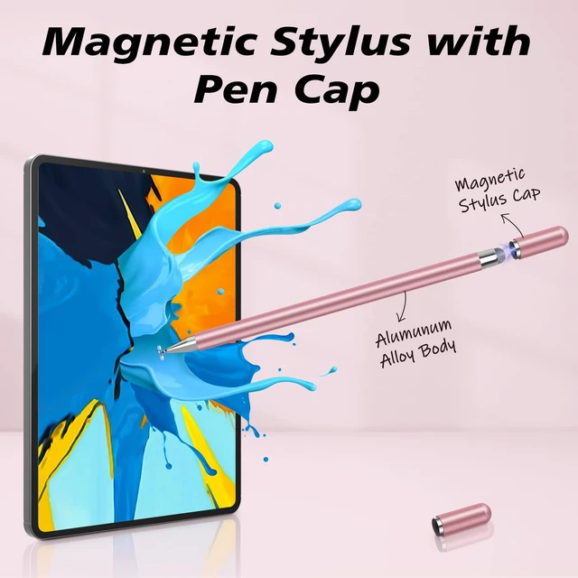 Alt view image 2 of 7 - Stylus Pen for ipad iPhone Android, 2 Pcs Stylus Pens for Touch Screens | Universal,Disc & Fiber Tip,For Apple Pro/Mini/Air/Microsoft All Capacitive Touchscreen,High Sensitivity, Magnetic