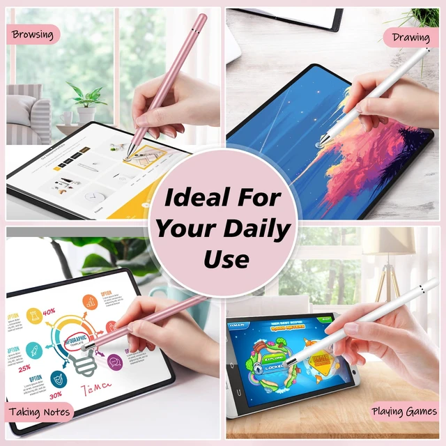 Alt view image 6 of 7 - Stylus Pen for ipad iPhone Android, 2 Pcs Stylus Pens for Touch Screens | Universal,Disc & Fiber Tip,For Apple Pro/Mini/Air/Microsoft All Capacitive Touchscreen,High Sensitivity, Magnetic