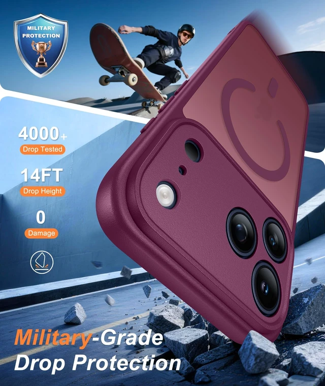 Alt view image 4 of 7 - for iPhone 18 Pro Case/iPhone 17 Pro Case Burgundy: Translucent | Fit for MagSafe, Screen Protector, Magnetic Camera Protection Slim Cases, 14FT Military Grade Drop Tested, Protective Cover