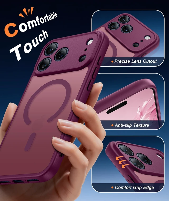 Alt view image 5 of 7 - for iPhone 18 Pro Case/iPhone 17 Pro Case Burgundy: Translucent | Fit for MagSafe, Screen Protector, Magnetic Camera Protection Slim Cases, 14FT Military Grade Drop Tested, Protective Cover
