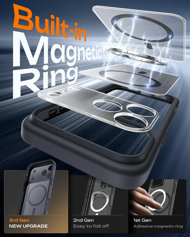 Alt view image 4 of 7 - for iPhone 18 Pro Case, Compatible with MagSafe, Black | Built-in Magnets, Camera Control Cover, Full Camera & Military-Grade Protection Anti-Slip Slim Translucent Matte Phone Case