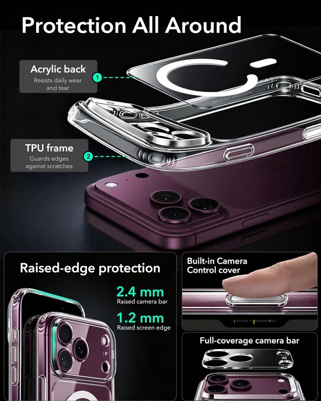 Alt view image 5 of 7 - Classic Hybrid for iPhone 18 Pro/17 Pro Case, Clear | Long-Lasting Anti-Yellowing, Ultra-Thin, Compatible with MagSafe, 3X Military-Grade Protection, Camera Control