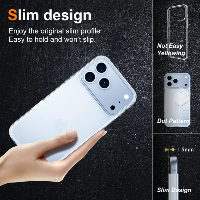 Alt view image 4 of 6 - Silicone Clear for iPhone 18 Pro Case,Thin with Comfortable Grip | Soft Slim-Fit TPU iPhone 18 Pro Phone Cover,Non-Slip,Shockproof Protection,Scrath-Resistant