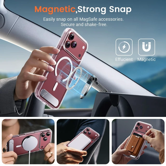 Alt view image 5 of 7 - for iPhone 18 Pro Max Case/iPhone 17 Pro Max Case with Stand, Clear | (Screen Protector)(Compatible with MagSafe)(Military Grade Shockproof) Transparent Drop Protection Slim Phone Case,6.9"
