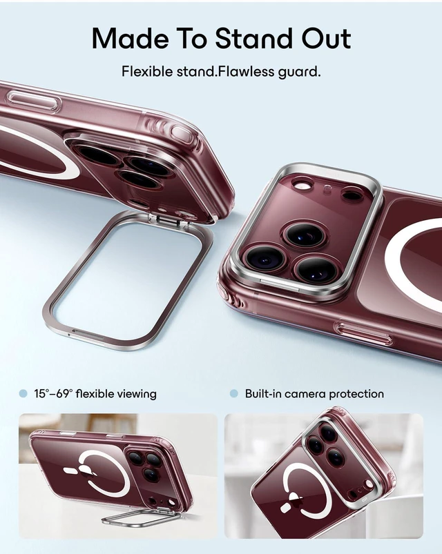 Alt view image 4 of 7 - Classic Hybrid for iPhone 18 Pro/17 Pro Case with Flex Stand, Clear | Long-Lasting Anti-Yellowing, Camera Kickstand, Compatible with MagSafe, 4X Military-Grade Protection, Magnetic Phone Case