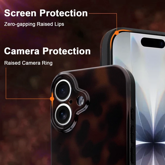 Alt view image 5 of 7 - for iPhone 17 Case Aesthetic Tortoise Shell Leopard Pattern | Full Camera Protection With Screen Protector, anti-fall Slim & Shockproof For Girls Women Gift Giving & Daily Matching