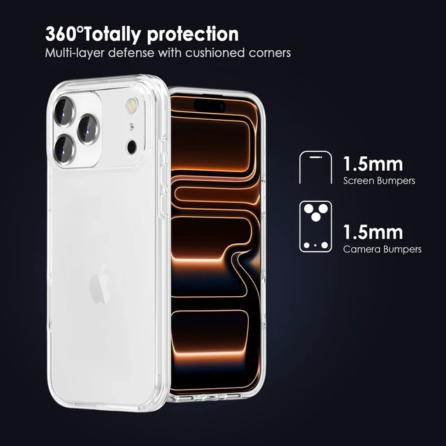 Alt view image 3 of 5 - Phone Case Compatible with iPhone 17 Pro Max & iPhone 18 Pro Max, Clear Case Shockproof Protective Bumper Slim Cover for 6.9 Inch