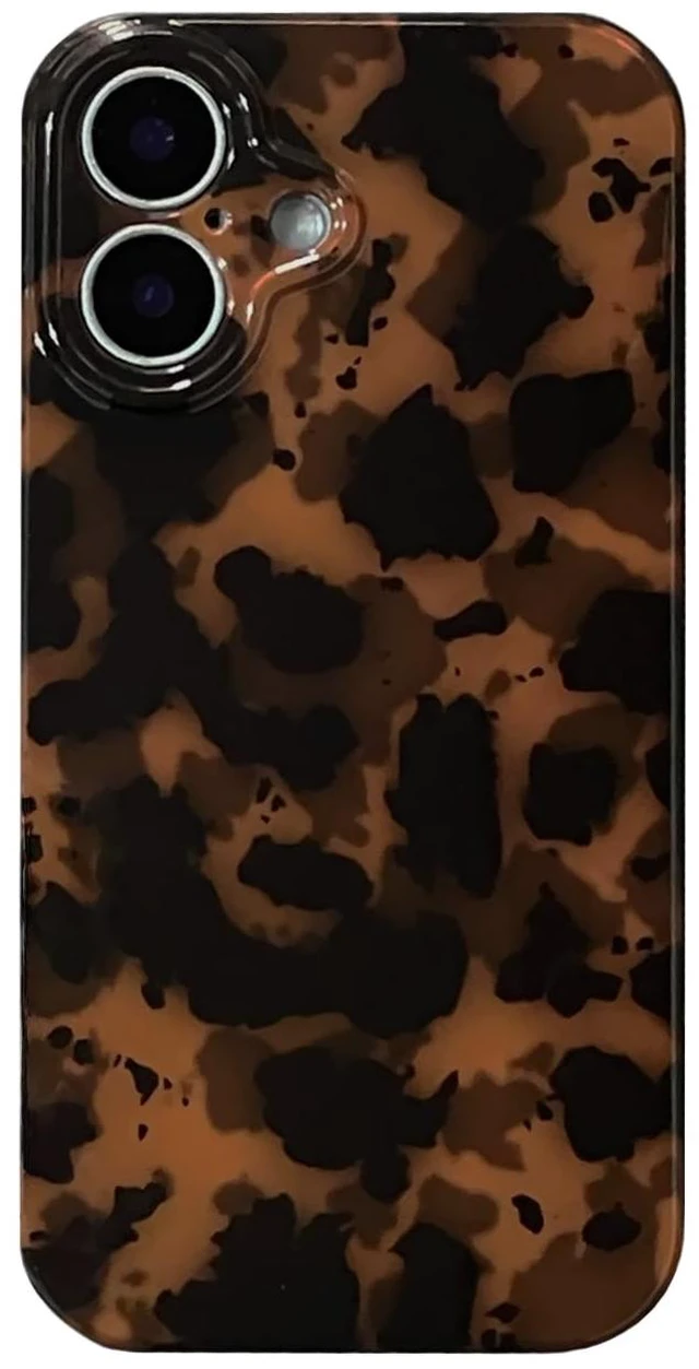 Main image of Tortoise Shell Chic Phone Case for iPhone 17 Brown | Amber Brown Leopard Cheetah Print, Retro Stylish Classic Trendy Cute Full Camera Protective Cover for Girls Women