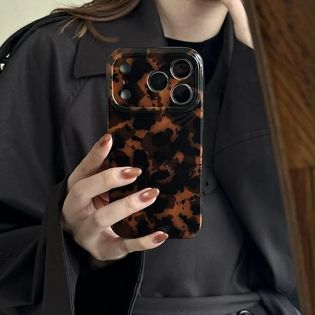 Alt view image 2 of 7 - Tortoise Shell Chic Phone Case for iPhone 17 Brown | Amber Brown Leopard Cheetah Print, Retro Stylish Classic Trendy Cute Full Camera Protective Cover for Girls Women