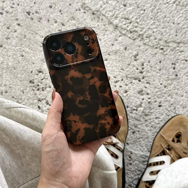 Alt view image 4 of 7 - Tortoise Shell Chic Phone Case for iPhone 17 Brown | Amber Brown Leopard Cheetah Print, Retro Stylish Classic Trendy Cute Full Camera Protective Cover for Girls Women