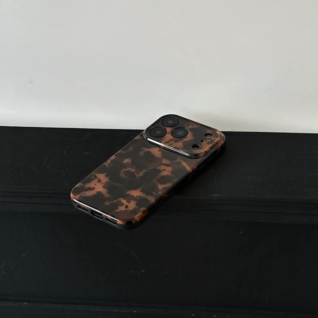 Alt view image 6 of 7 - Tortoise Shell Chic Phone Case for iPhone 17 Brown | Amber Brown Leopard Cheetah Print, Retro Stylish Classic Trendy Cute Full Camera Protective Cover for Girls Women