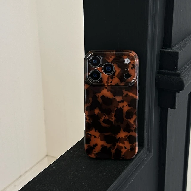 Alt view image 7 of 7 - Tortoise Shell Chic Phone Case for iPhone 17 Brown | Amber Brown Leopard Cheetah Print, Retro Stylish Classic Trendy Cute Full Camera Protective Cover for Girls Women