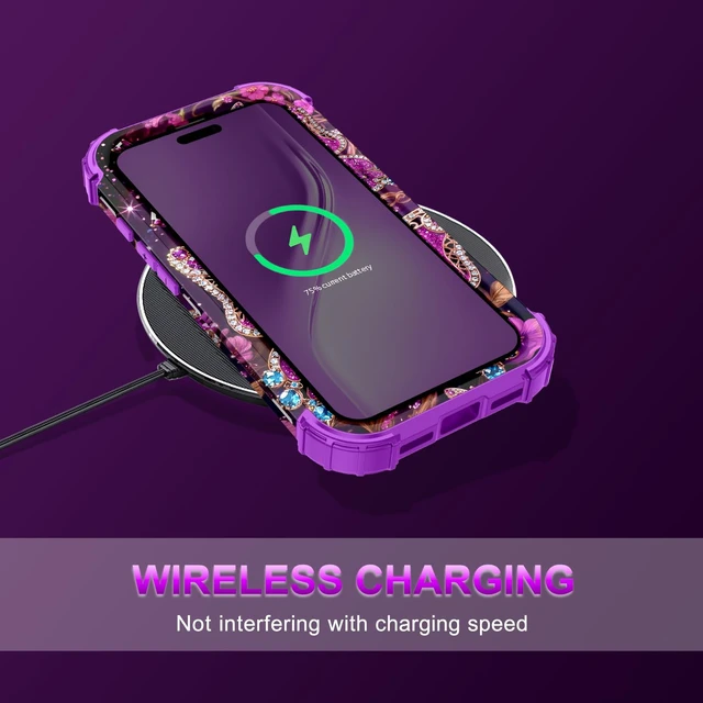 Alt view image 7 of 7 - for iPhone 18 Pro Case,Three Layer Heavy Duty Shockproof Protection Hard Plastic Bumper +Soft Silicone Rubber Protective Case for Apple iPhone 18 Pro 6.3 inch,Glow in The Dark-Diamond Purple