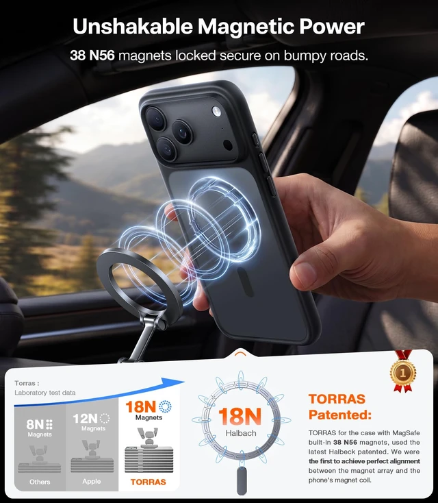 Alt view image 3 of 7 - Stronger Magnetic Shockproof for iPhone 18 Pro Case, Deep Black | Fit for MagSafe, Military Grade Protection, Camera Control, DIY Button, Premium Feel, Translucent Slim Case Anti Fingerprint