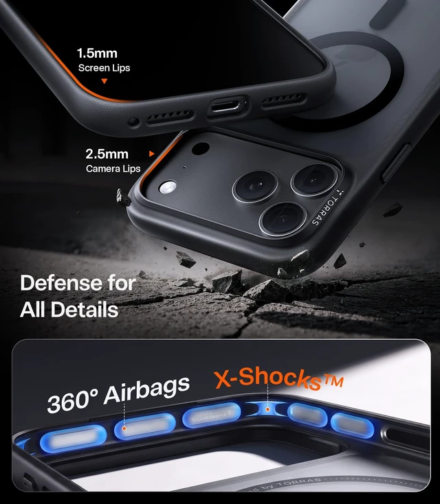 Alt view image 5 of 7 - Stronger Magnetic Shockproof for iPhone 18 Pro Case, Deep Black | Fit for MagSafe, Military Grade Protection, Camera Control, DIY Button, Premium Feel, Translucent Slim Case Anti Fingerprint