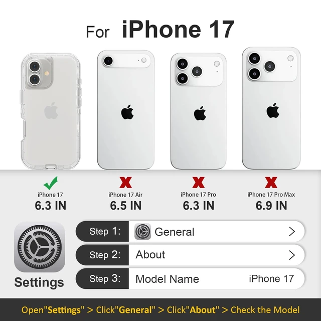 Alt view image 2 of 7 - for iPhone 17 Case, Shockproof, Crystal Clear | Heavy Duty Protection Phone Cases, Anti-Drop, Dual Layer Transparent Rugged Protective Cover, 6.3"