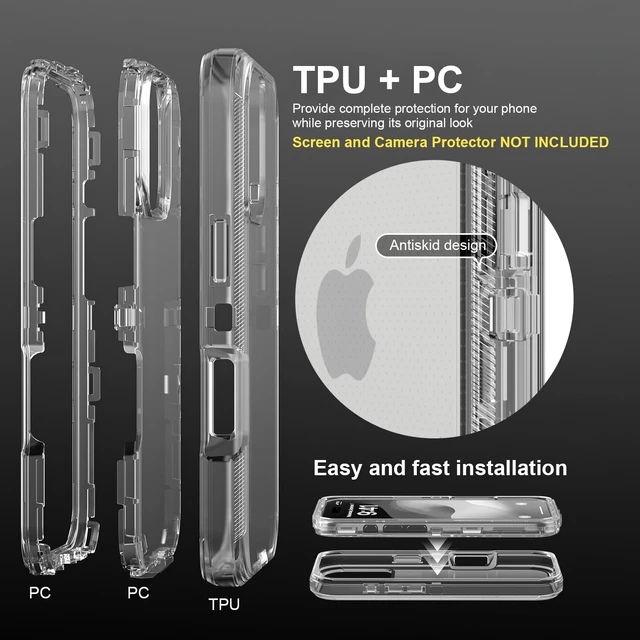 Alt view image 5 of 7 - for iPhone 17 Case, Shockproof, Crystal Clear | Heavy Duty Protection Phone Cases, Anti-Drop, Dual Layer Transparent Rugged Protective Cover, 6.3"