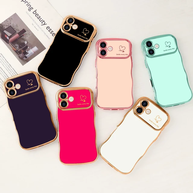 Alt view image 7 of 7 - for iPhone 17 Case Cute for Women Girls Wave Shape, White | Luxury Plating Curly Wavy Frame with Love Heart Pattern, Raised Camera Protection Back Cover Shockproof Phone Case