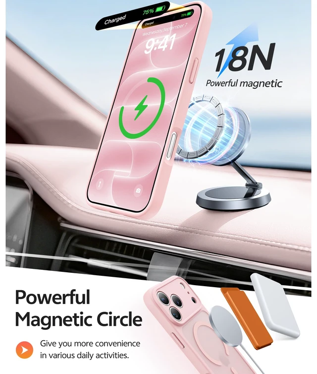 Alt view image 3 of 7 - for iPhone 18 Pro Case / iPhone 17 Pro Case, Fit for Magsafe | Screen Protector, Camera Protection, Translucent Matte, 14FT Military Grade Drop Proof, Shockproof Phone Cover, Light Pink