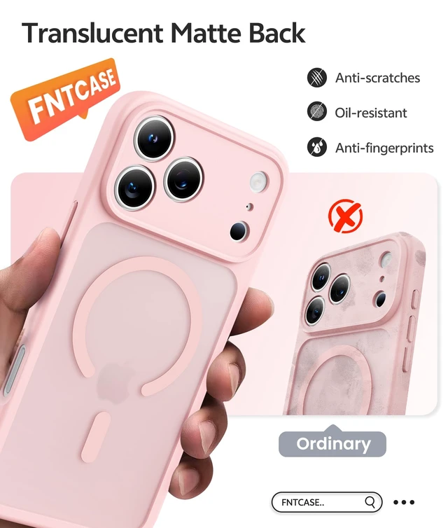 Alt view image 7 of 7 - for iPhone 18 Pro Case / iPhone 17 Pro Case, Fit for Magsafe | Screen Protector, Camera Protection, Translucent Matte, 14FT Military Grade Drop Proof, Shockproof Phone Cover, Light Pink