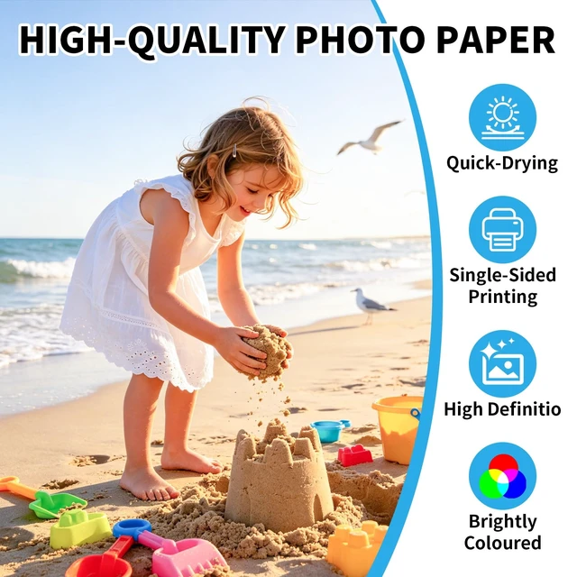 Alt view image 3 of 7 - Glossy Photo Paper 8.5 x 11, 37 Sheets Inkjet Printer Photo Paper | Quickdrying & Smudgeresistant; Vibrant Print Colors. Ideal for DIY Projects, Scrapbooking, and Brochures (200gsm/54lb)