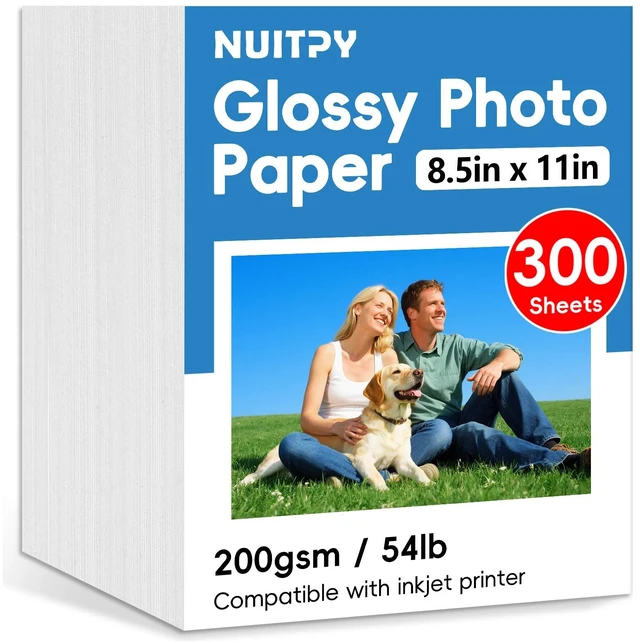 Main image of 300 Sheets Glossy Photo Paper, 8.5in x 11in,200GSM / 54lb | Inkjet Photo Printer Paper, Picture Paper for Photos, Calendars, Brochures, Cards, Menus